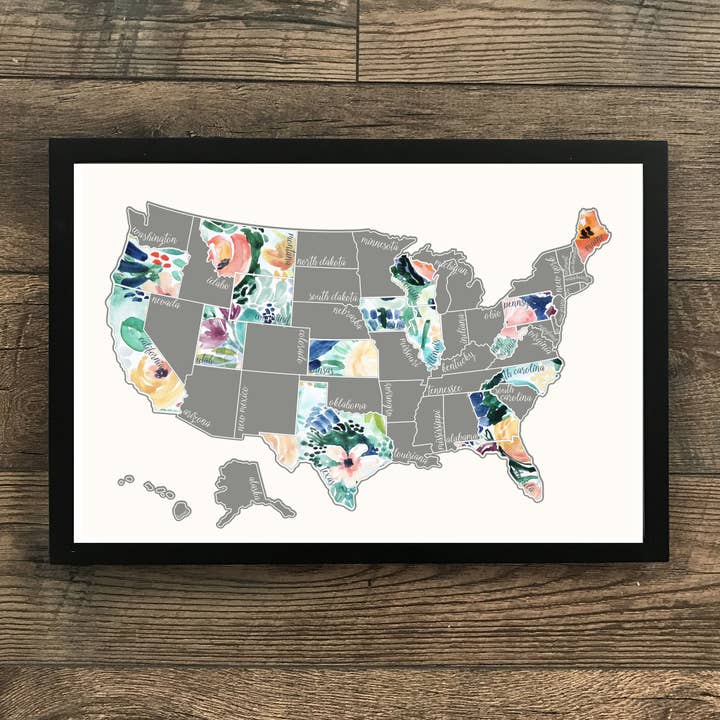 Waypoint Wanders - Wholesale Map - Floral US Scratch Off Map