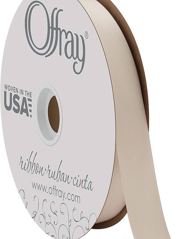 Double-Face Satin Cream 7/8" x 100 Yards for wholesale by Berwick Offray Ribbon