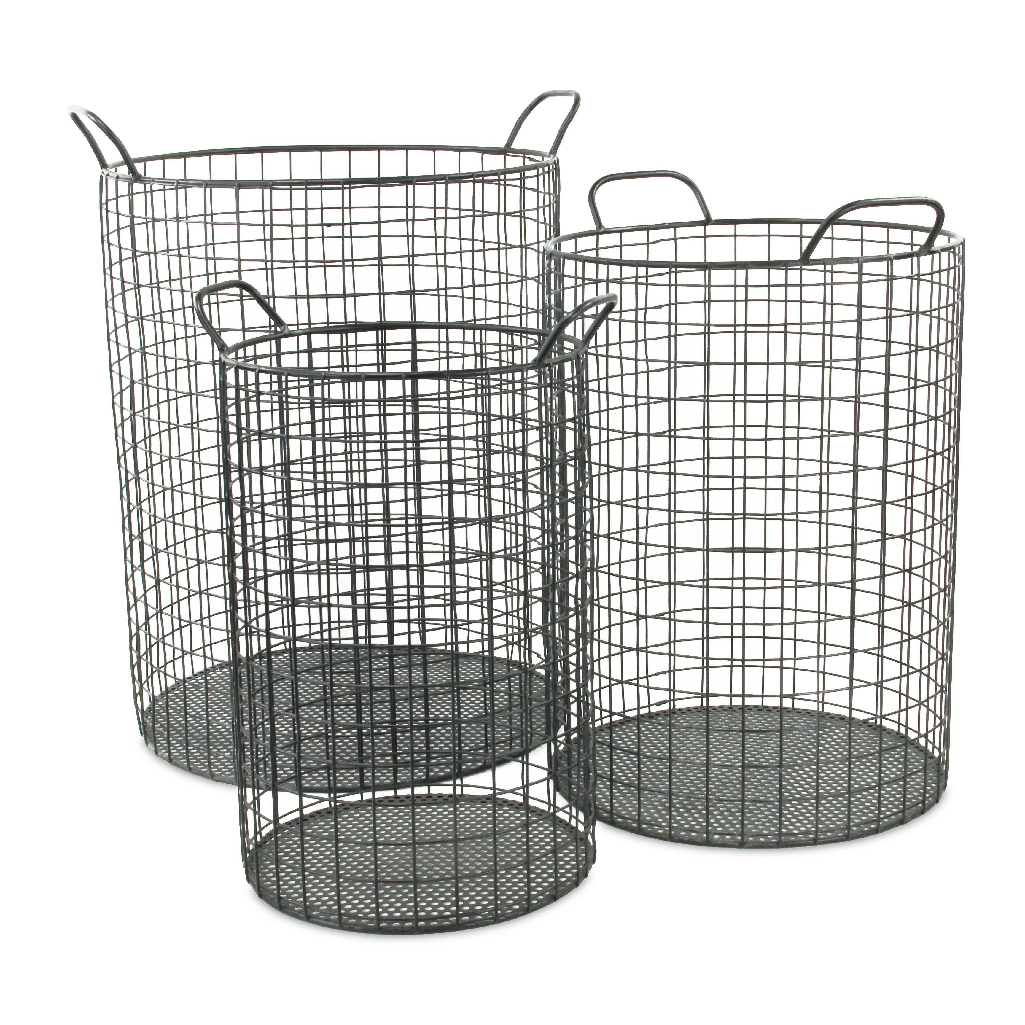 Cheungs Home Decor - Wholesale Basket - Crafton Set of 3 Metal Cylinder Wire Baskets0