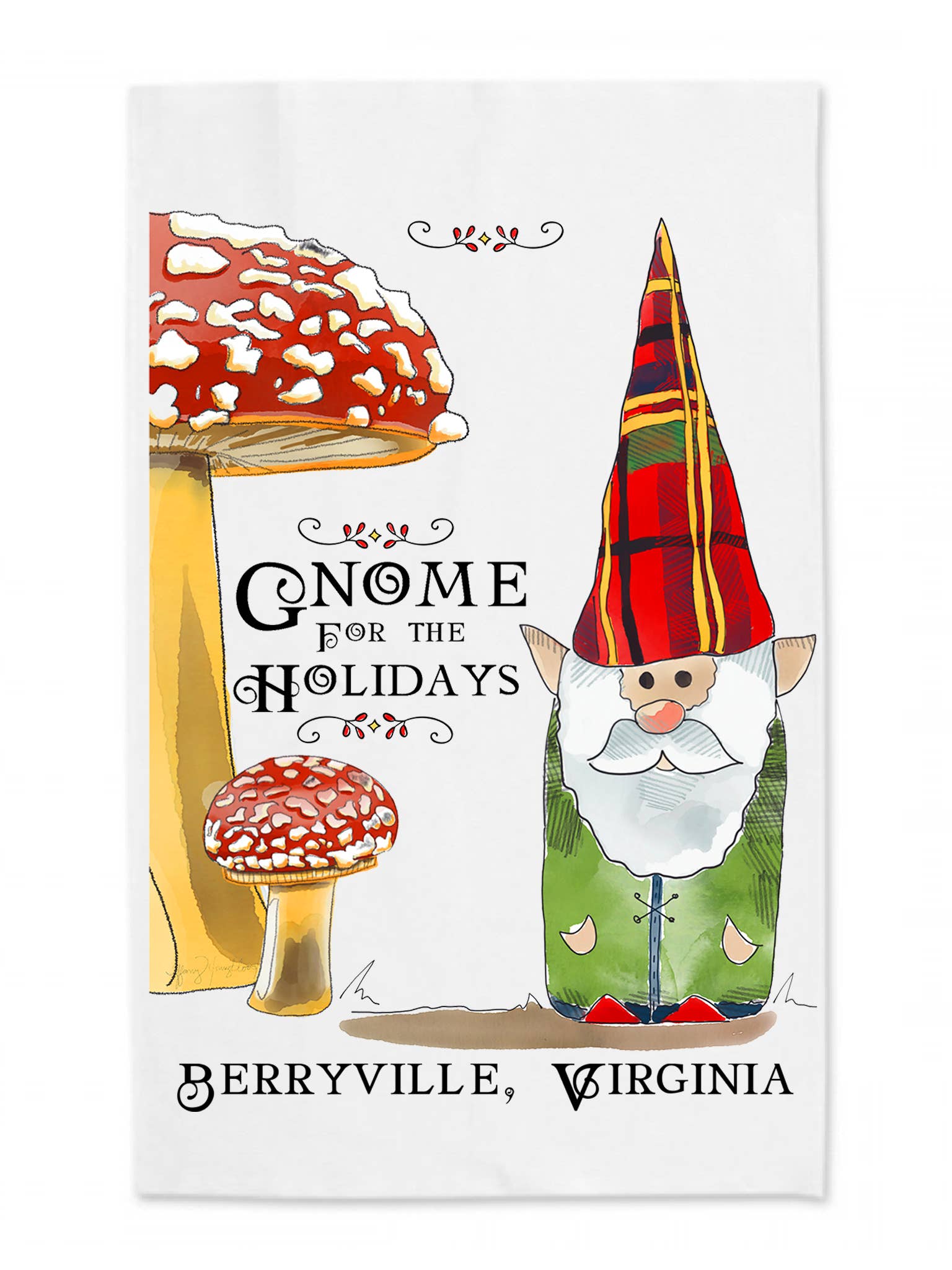 Sweetgum Studio - Vente Torchons - Torchon Gnome For The Holidays - Texte personnalisé