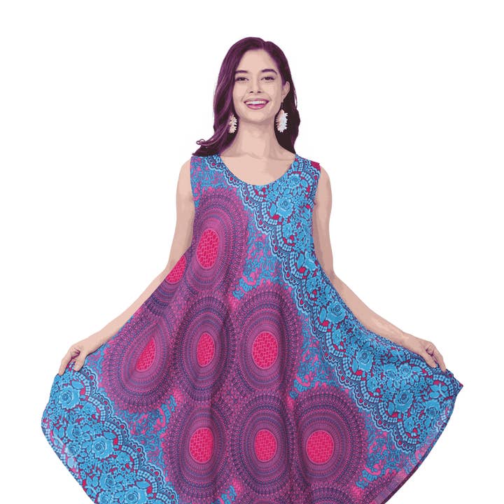 RAYON PRINT PARAPLUIJURK VOOR DAMES voor wholesale door Le Styles