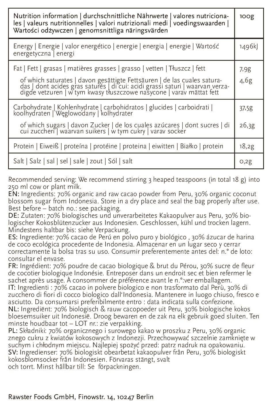 Rawster - Wholesale Hot Cocoa Mix/Kit - Organic Drinking Chocolate 1000g2