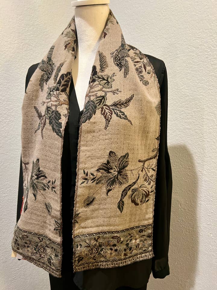 508/Black Gray Bird Neck Scarf made in Boiled Merino+FreeBag for wholesale by In Style Scarves