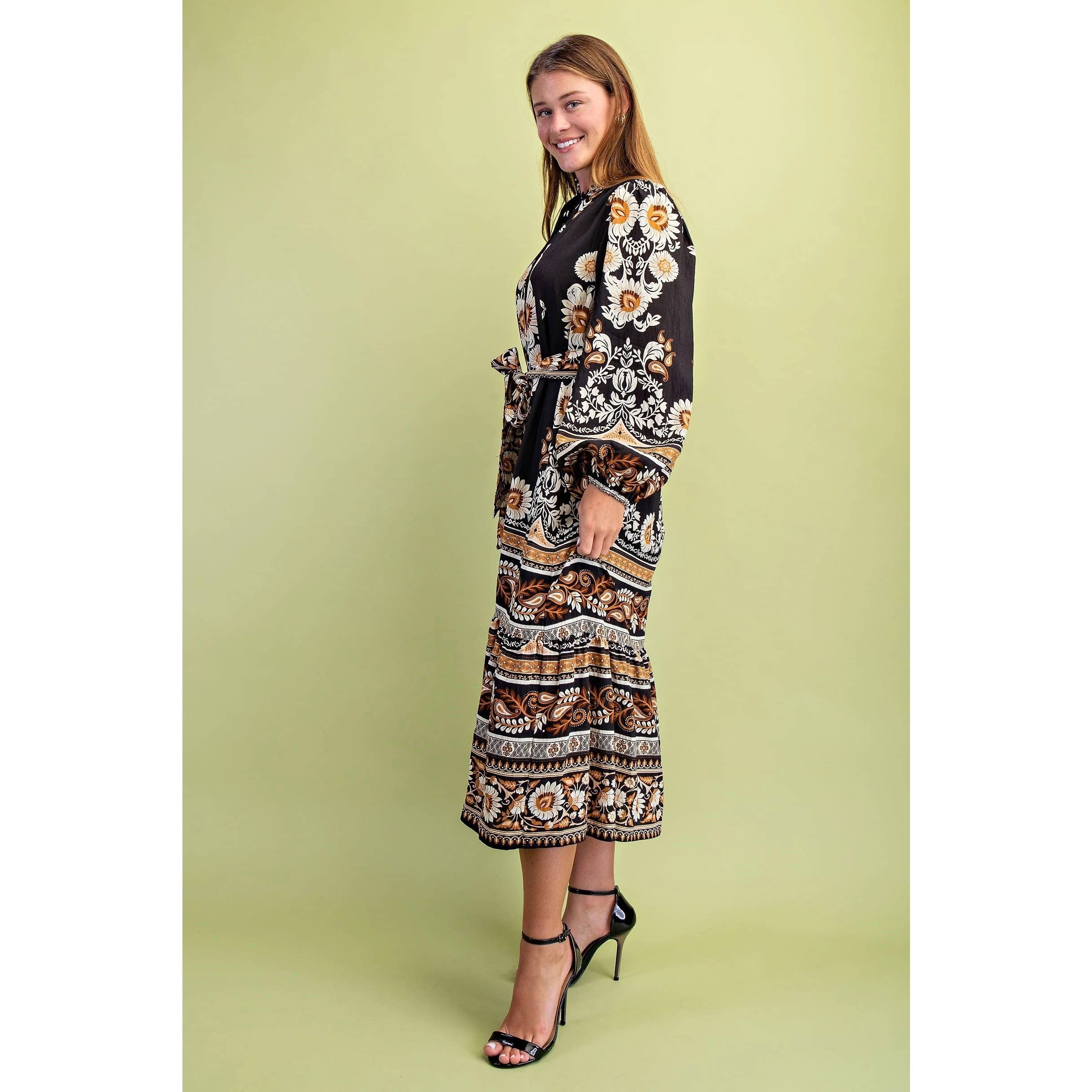 STYLE USA - Wholesale Dress - Women's - Floral Print Midi Dress3