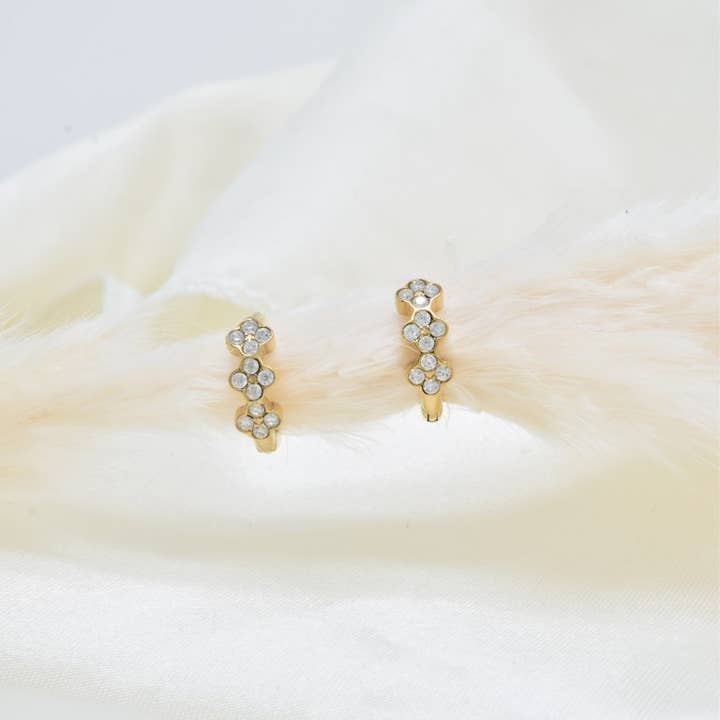 Kapyco - Wholesale Hoop Earrings - Mini Creole Rhinestone in Stainless Steel - BO1004152