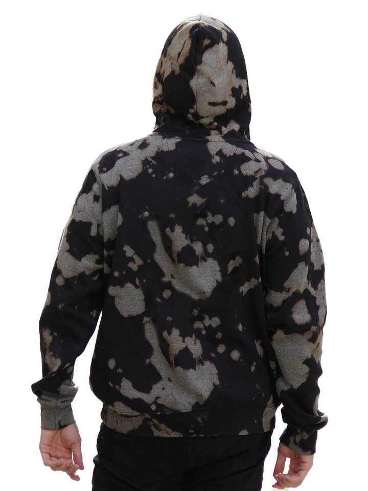 Black W2447-T014 L/S BLEACH TIE DYE PULLOVER HOODIE for wholesale on Faire1