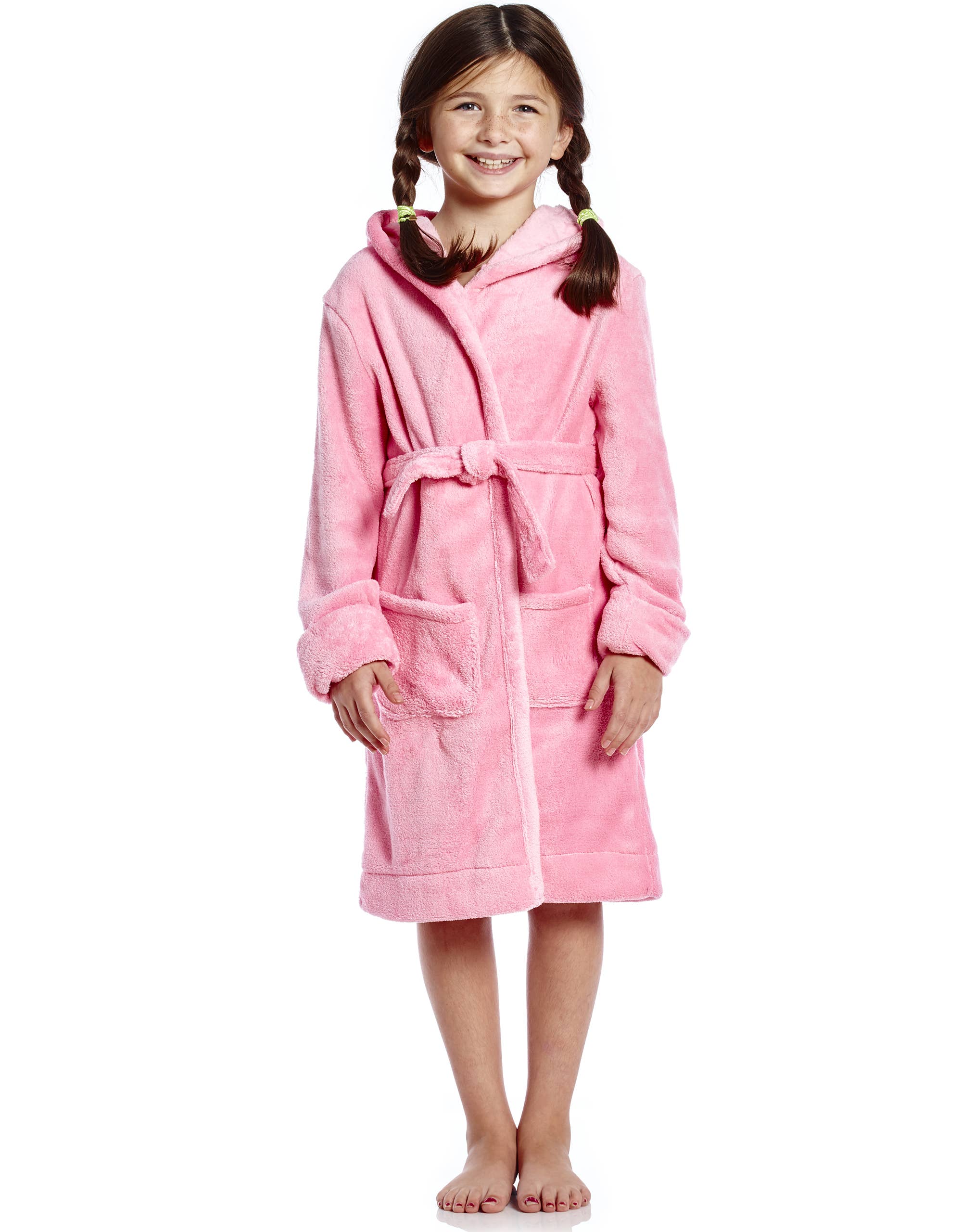 Leveret Pajamas - Vendita all'ingrosso Vestaglie - Bambini - Accappatoio con Cappuccio in Pile per Bambini Rosa Chiaro