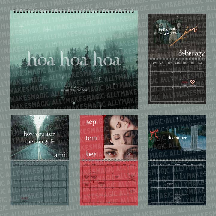 allymakesmagic - Wholesale Calendar - hoa hoa 2025 calendar - twilight themed 12 month calendar