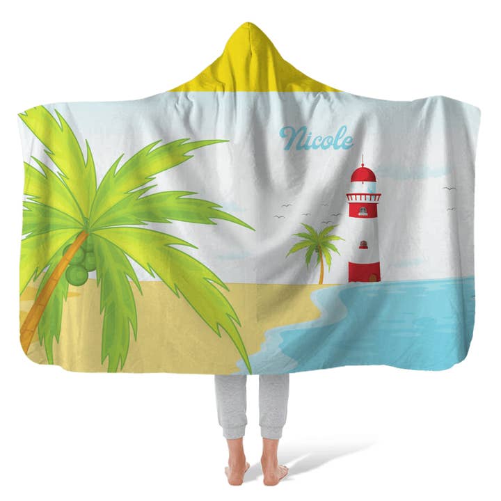 Hooded Fleece Blanket: South Beach for wholesale by Sam and Zoey