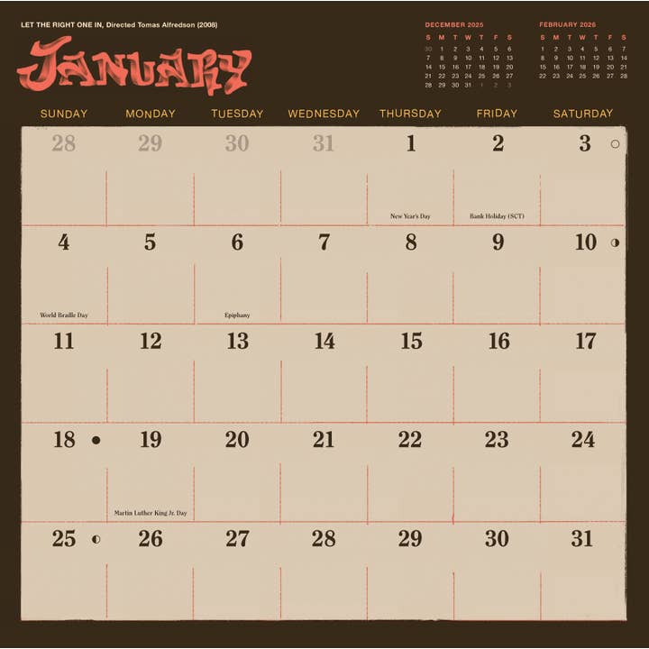 Chronicle Books - Wholesale Calendar - Classic Horror Movies 2026 Wall Calendar1