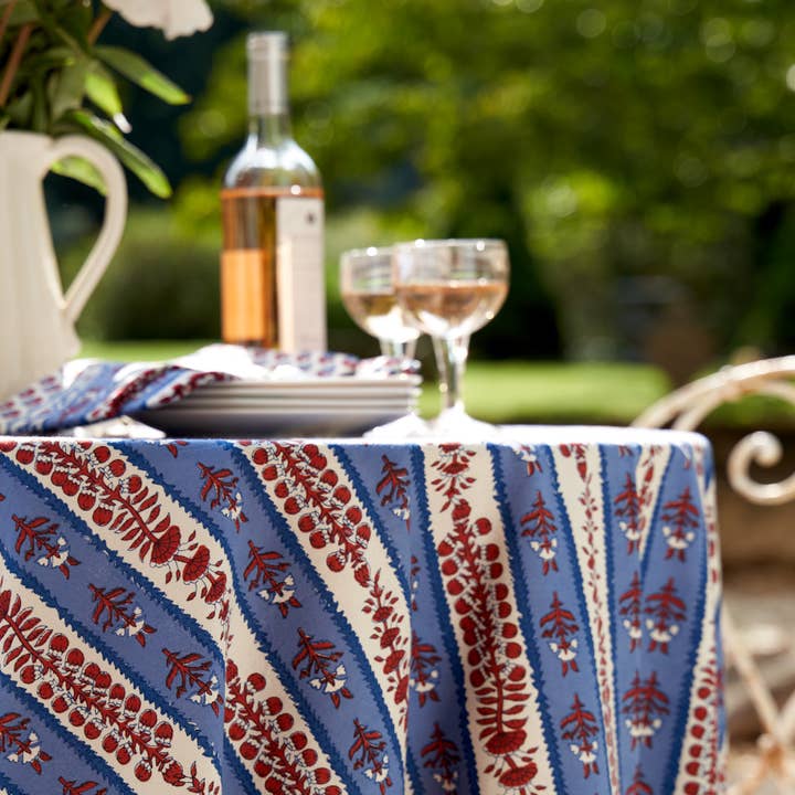 Couleur Nature - Wholesale Tablecloth - Provence Avignon Red & Blue Tablecloth