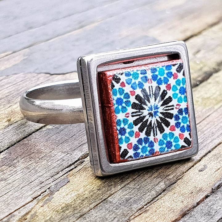 Moorish Small Tile Ring for wholesale by Inês Lamy