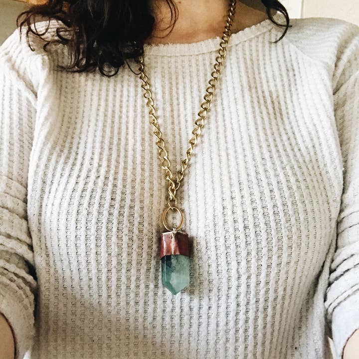 Green Fluorite Tower Necklace for wholesale by Ribelle Studio