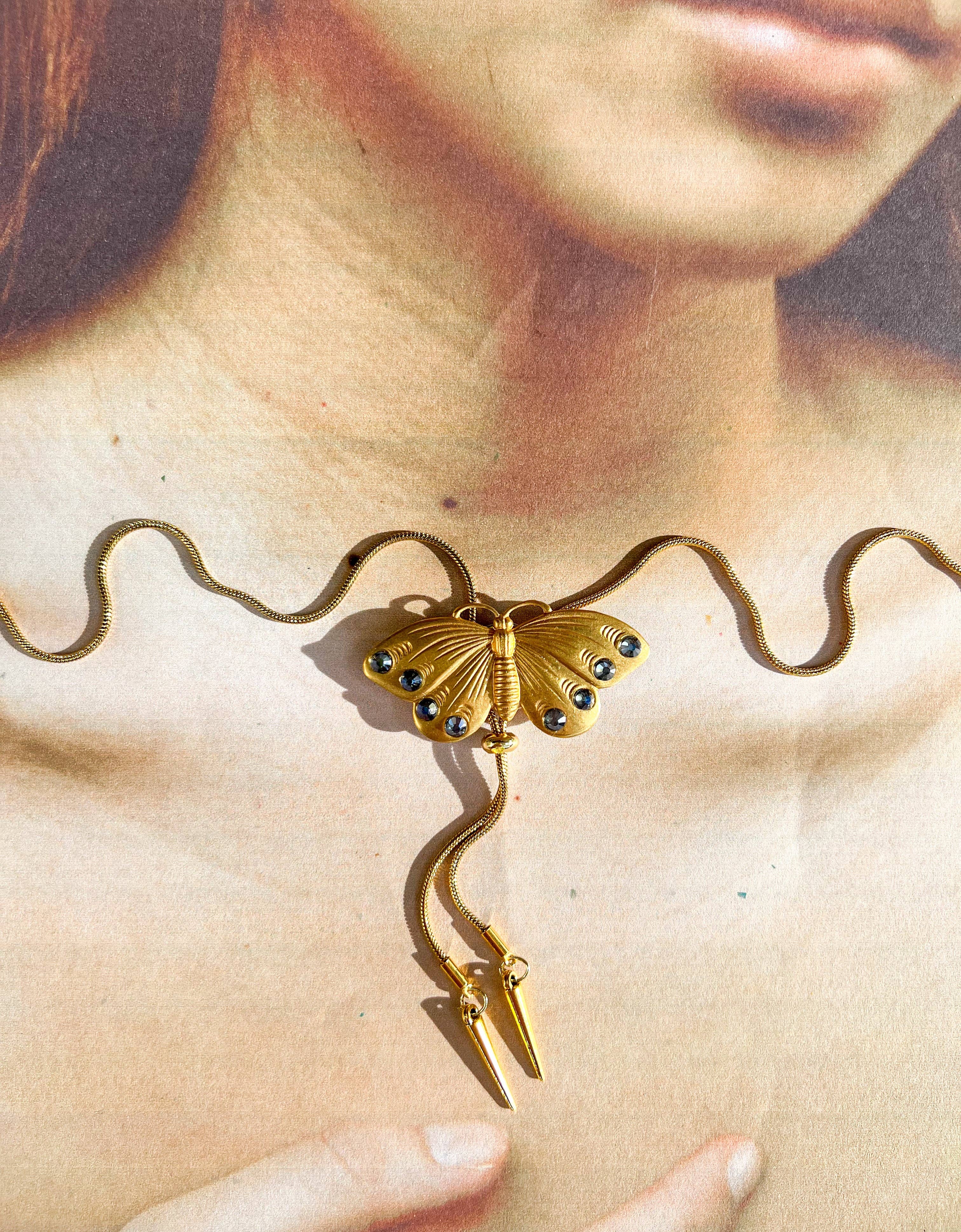 Velvet Outlaw - Wholesale Pendant/Charm Necklace - Butterfly Vintage Style Gold Bolo Tie3