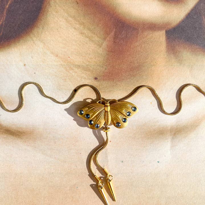 Velvet Outlaw - Wholesale Pendant/Charm Necklace - Butterfly Vintage Style Gold Bolo Tie3