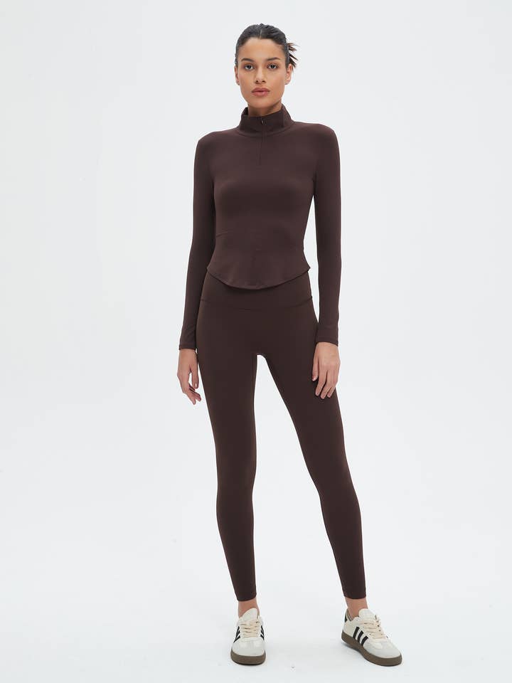 91thelabel - Wholesale Activewear Set - Women's - Yara Long Sleeve Polo Active Top & Leggings Activewear Set1