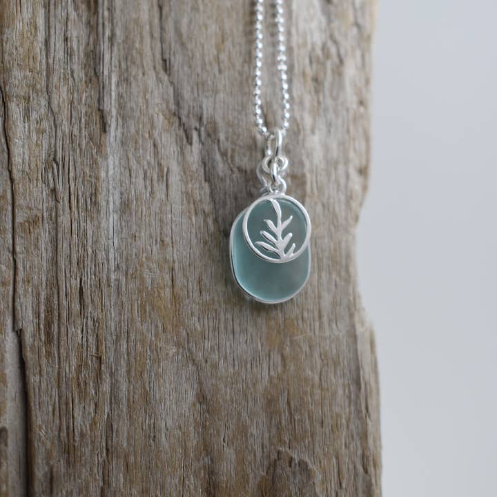 Whitelotus Design - Wholesale Pendant/Charm Necklace - Tiny Fern Eco glass Necklace3