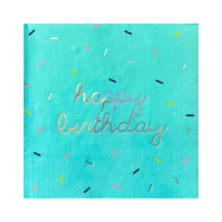 Harlow & Grey - Wholesale Disposable Napkin - Sprinkles - Bright Happy Birthday Lunch Napkins - 18 Pack