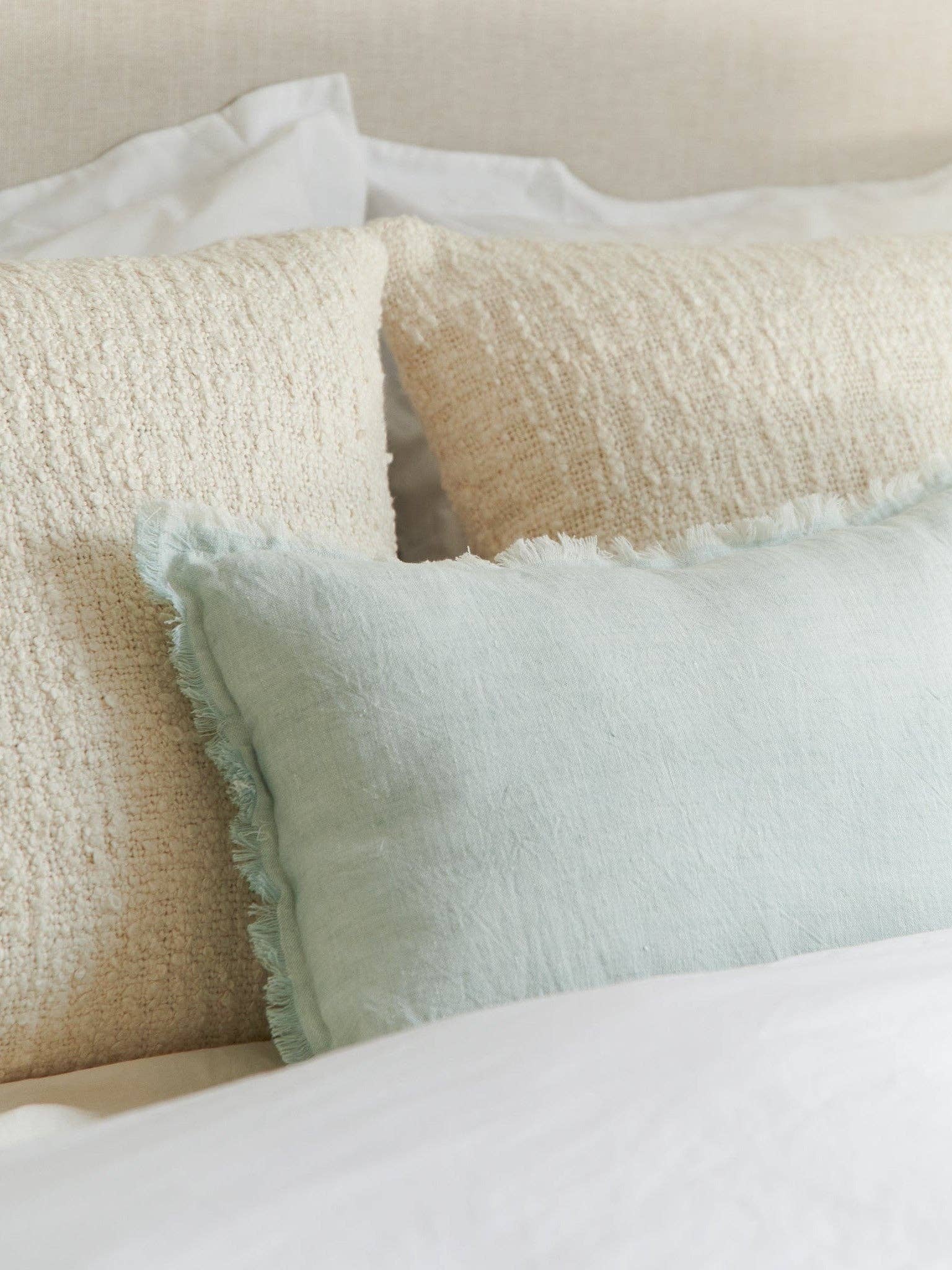 Anaya Home - Wholesale Throw/Decorative Pillow - Light Aqua Fringe Soft Linen Pillow5