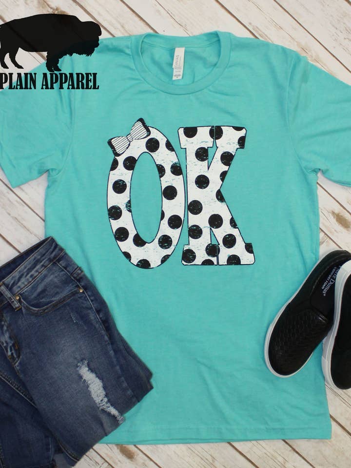 T-Shirt mit Rundhalsausschnitt, Polka Dot State Abkürzung für den Großhandel von Plain Apparel Tees