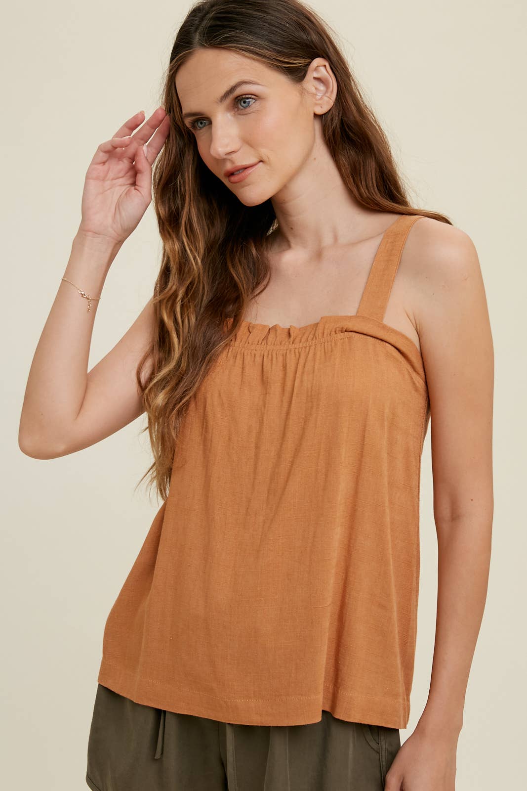 Wishlist Apparel - Wholesale Camisole - Women's - SQUARE NECK CAMI WITH RUFFLE DETAIL / WL22-71430