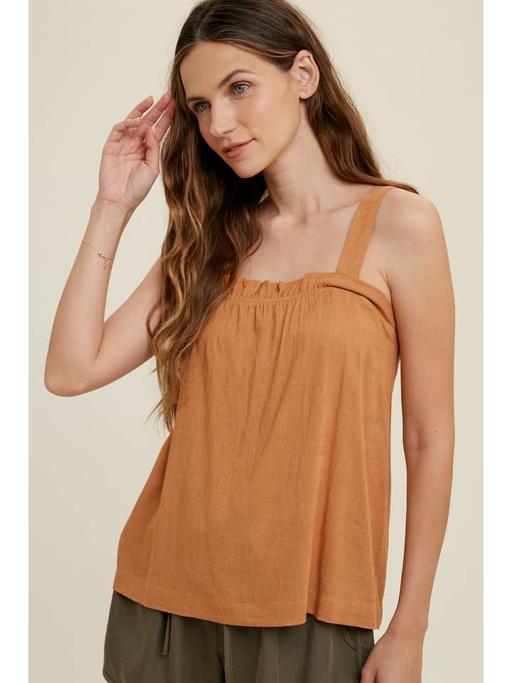 Wishlist Apparel - Wholesale Camisole - Women's - SQUARE NECK CAMI WITH RUFFLE DETAIL / WL22-7143