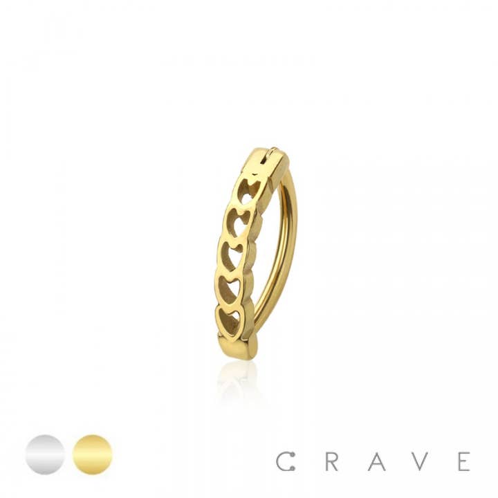 316L SURGICAL STEEL RAIL CLICKER BELLY RING HEART SHAPE HIVE for wholesale by CRAVE BODY JEWELRY