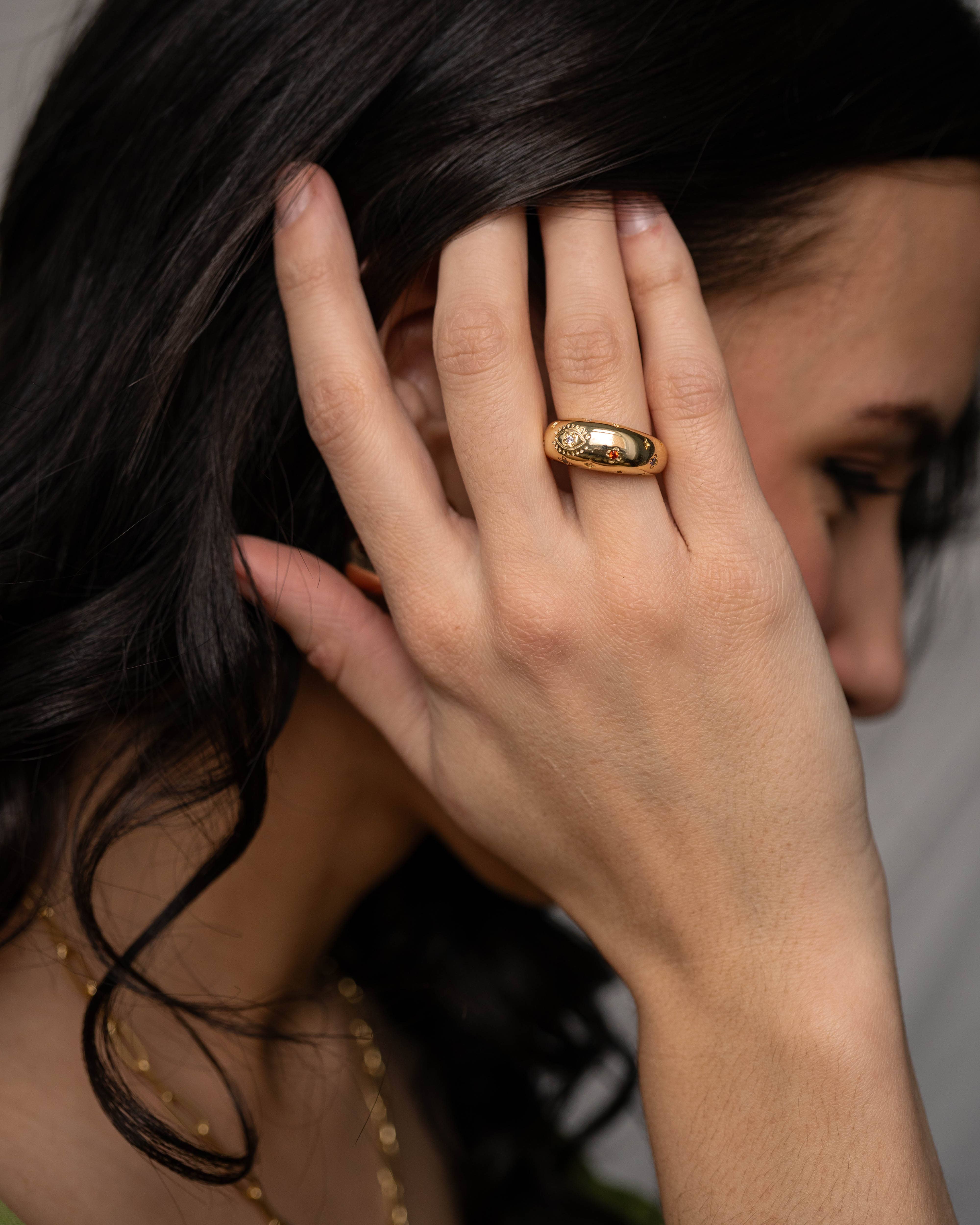 HoopLa - Wholesale Band/Stacked Ring - Evil Eye Dome Stacking Ring- Galaxy Confetti Ring8