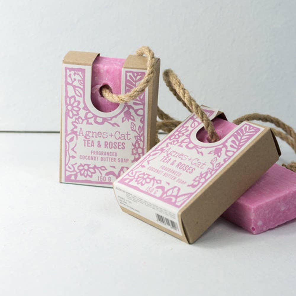 Agnes + Cat - Wholesale Bar Soap - Soap On A Rope 150g - Tea & Roses2