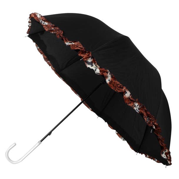 Petite Black Umbrella with Leopard Print Border for wholesale by Selini New York