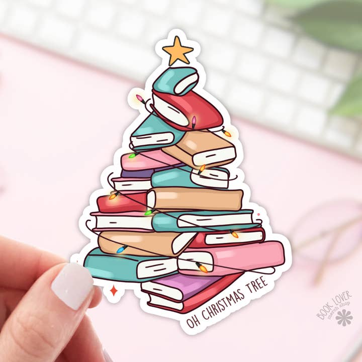 Christmas Tree with Books / Bookish Stickers / Book Lover for wholesale by Book Lover Merch Shop