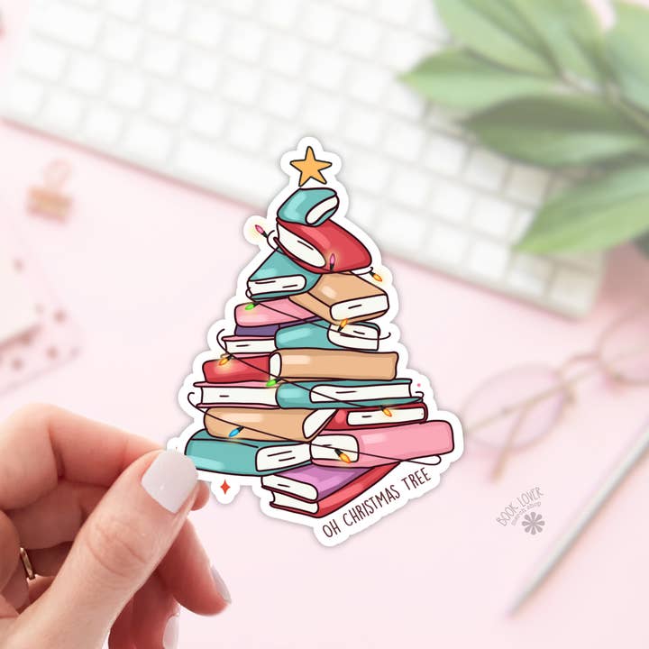 Book Lover Merch Shop - Wholesale Sticker - Christmas Tree with Books / Bookish Stickers / Book Lover