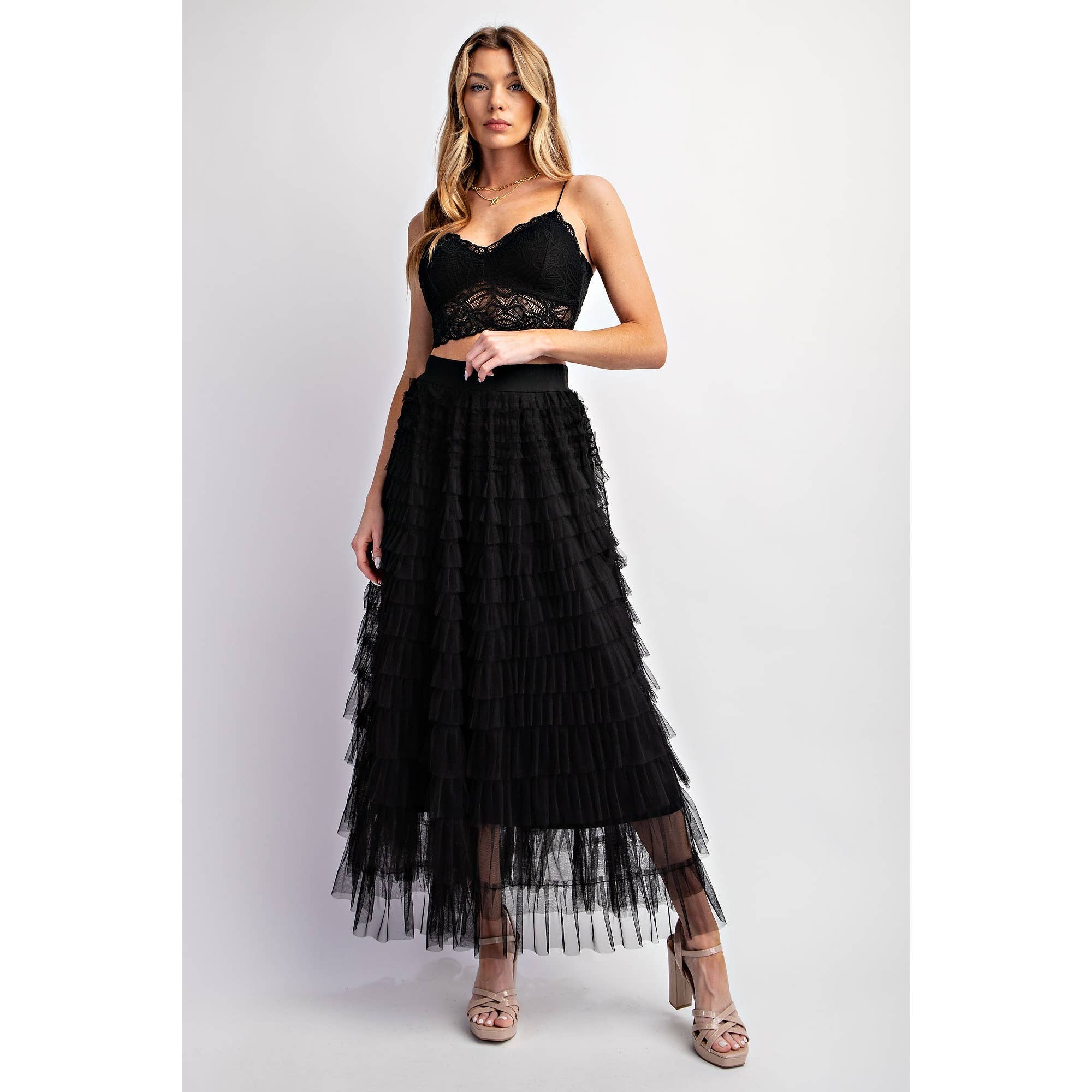 Sweet Generis - Wholesale Skirt - Women's - CASCADING TULLE MESH TIERED MAX SKIRT22