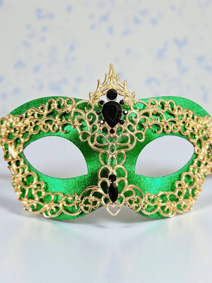 Gold Green masquerade Mask, 2 in 1 mask, Venetian mask for wholesale by Happy Dream Gifts