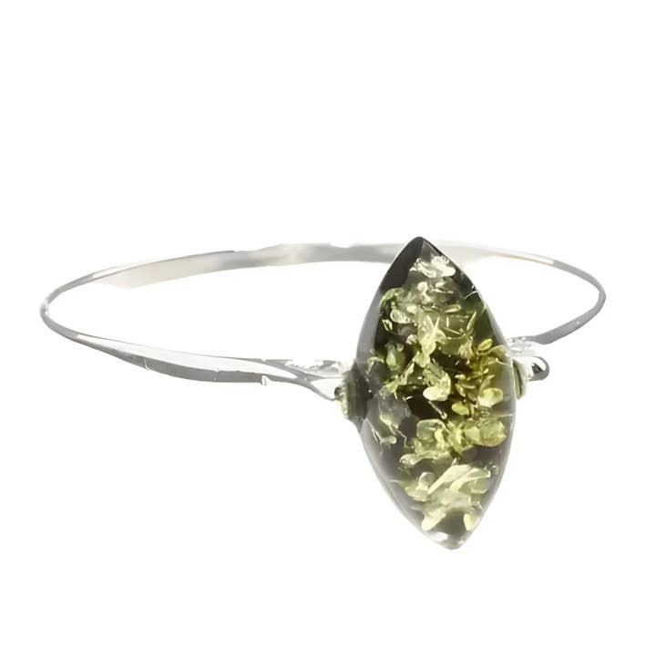 Green Amber Sterling Silver Ring for wholesale by Amberman