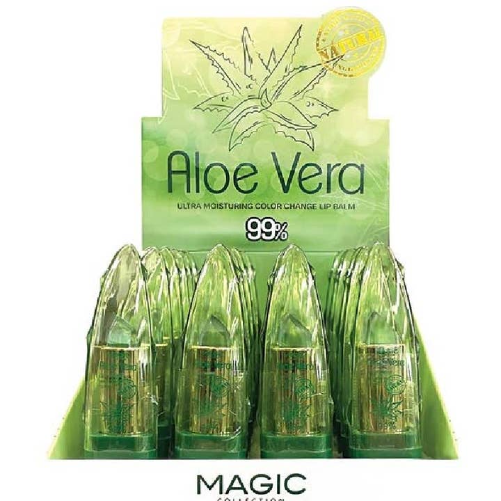 ALOE VERA COLOR CHANGE LIP BALM 24PC BOX SET for wholesale by Majestic Wholesale