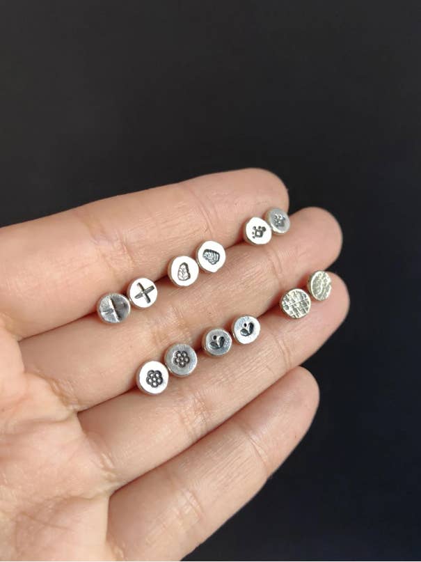Unisex small Sterling silver studs for wholesale by Natalia Araya- Jewelry