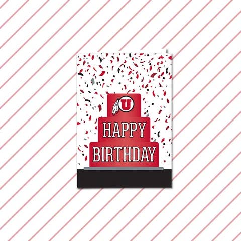 Fan Frenzy Gifts - Vendita all'ingrosso Biglietti di auguri - Biglietto per torta di buon compleanno dell'Università dello Utah, singolo
