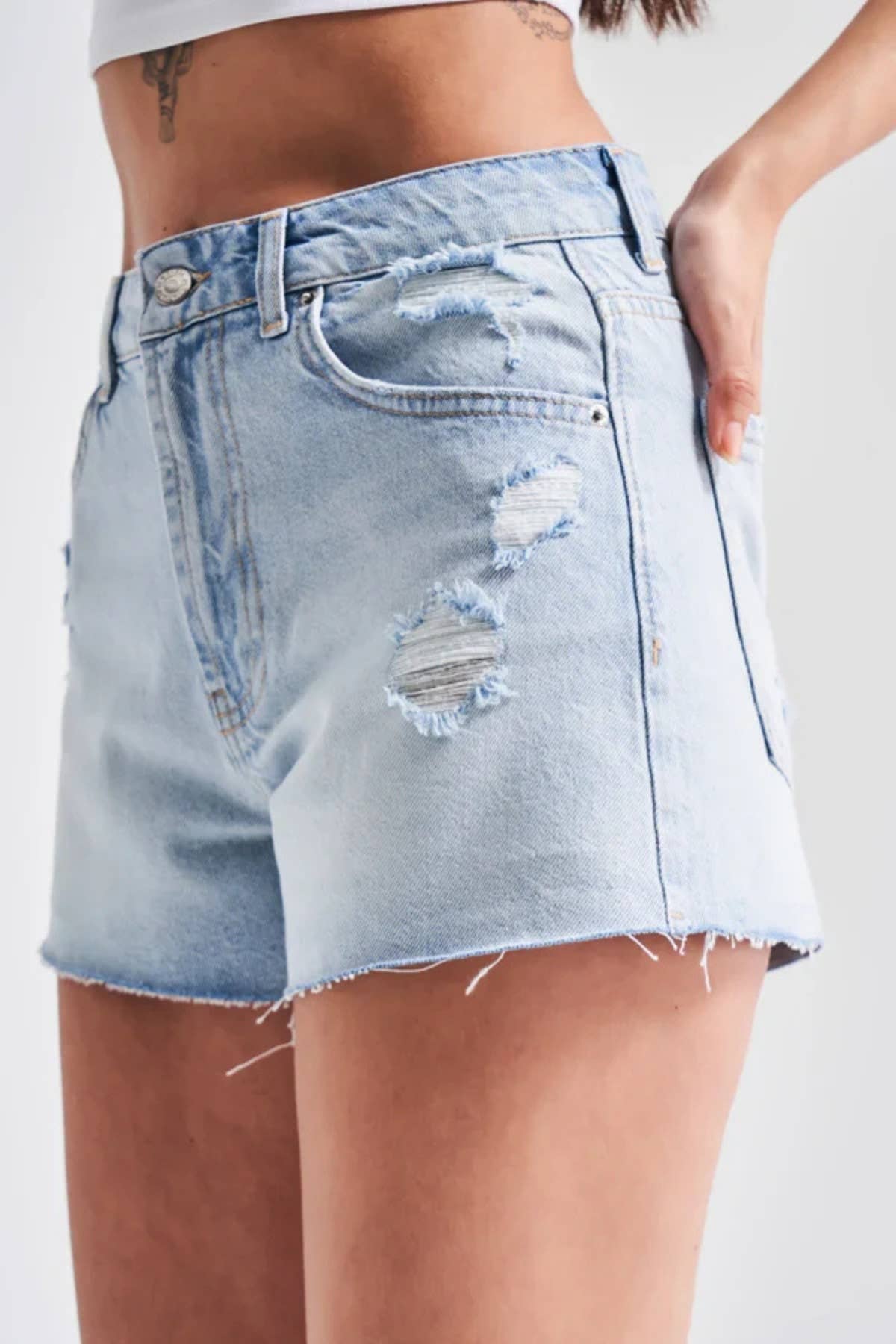 Blue Raw Hem Denim Shorts for wholesale on Faire3