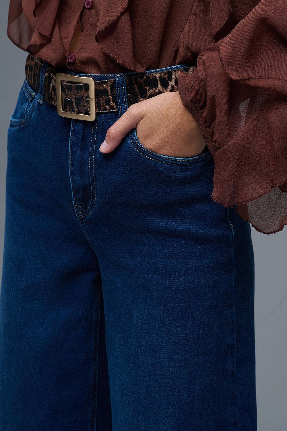 Basic Stretch Jeans with Wide Leg in Deep Blue for wholesale on Faire6