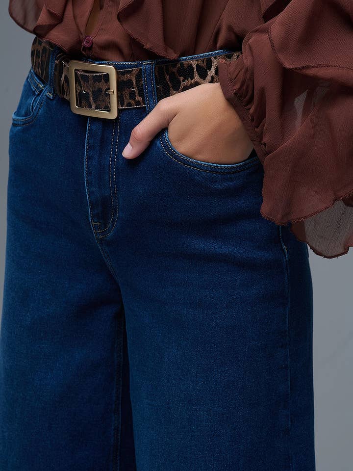 Basic Stretch Jeans with Wide Leg in Deep Blue for wholesale on Faire6