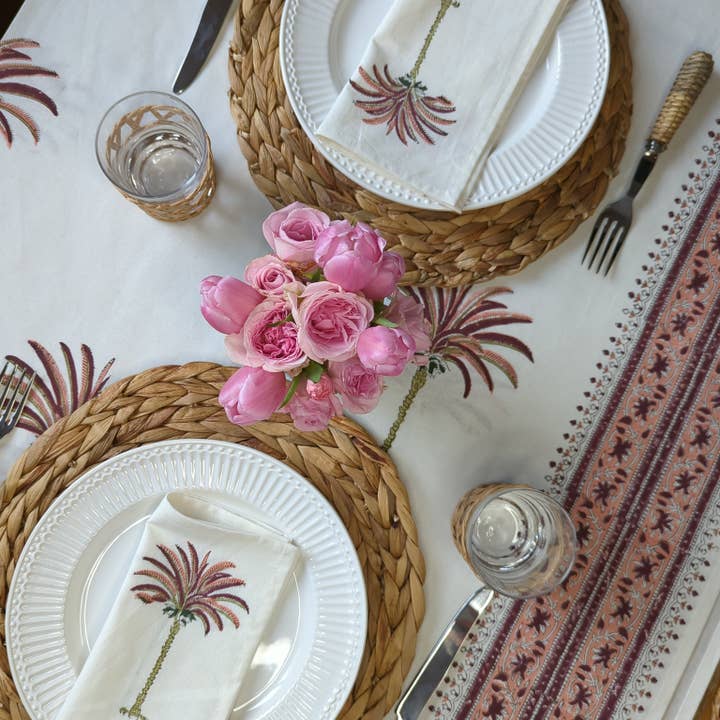 LNH EDIT - Wholesale Dinner & Cloth Napkin - Palm Tree Pink Napkin, Set of 46