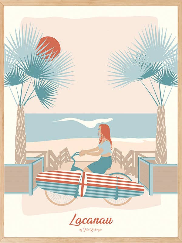 Affiche LACANAU, Le Vélo pour la vente par Julie Roubergue