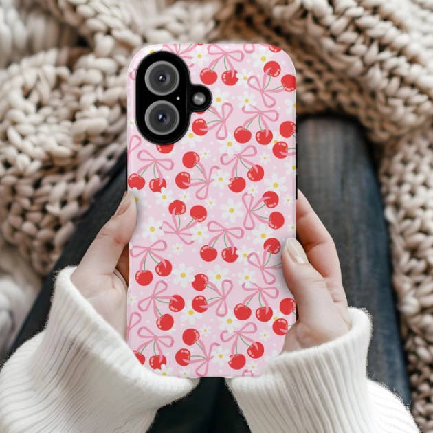 Velvet Moon - Wholesale Phone Case - Women's - Cherry Print Retro iPhone, Samsung Phone Case 1