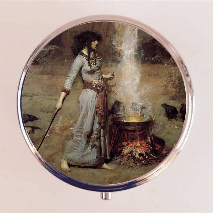 John William Waterhouse Witch Pill Box Case Pillbox Holder Trinket Stash Box Witchcraft Cauldron for wholesale by FringePop