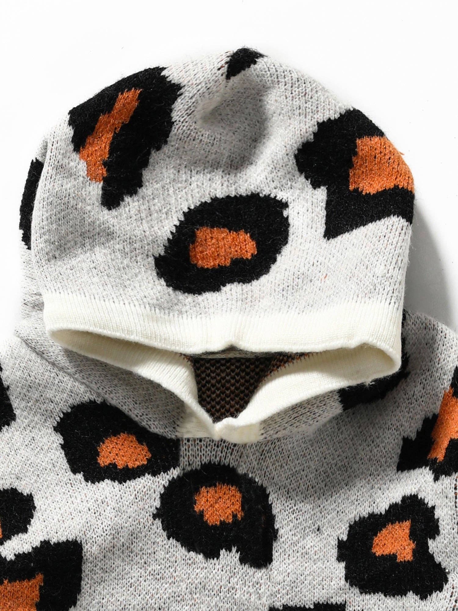 sassy kids palace – wholesale Hoodie – Child – Girls Leopard Distressed Hem Sweater Hoodie1