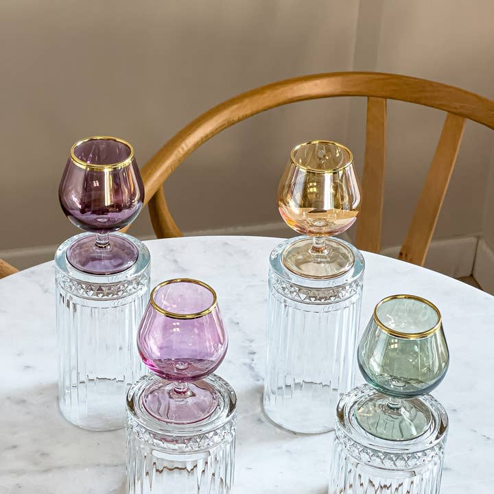 Alegria Glass - Venta al por mayor Vaso de chupito - Gafas de chupito con forma de globo de colores vintage Mona