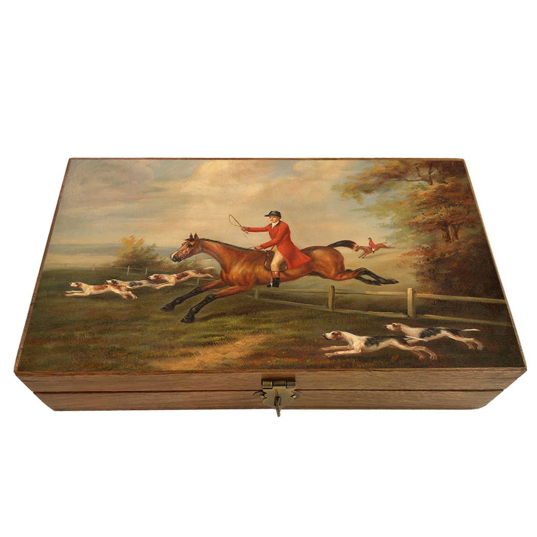 Madison Bay Co. - Historical Home Decor Reproductions – wholesale Decorative box – Fox Hunting Scene Decorative Vintage Wood Trinket Box3