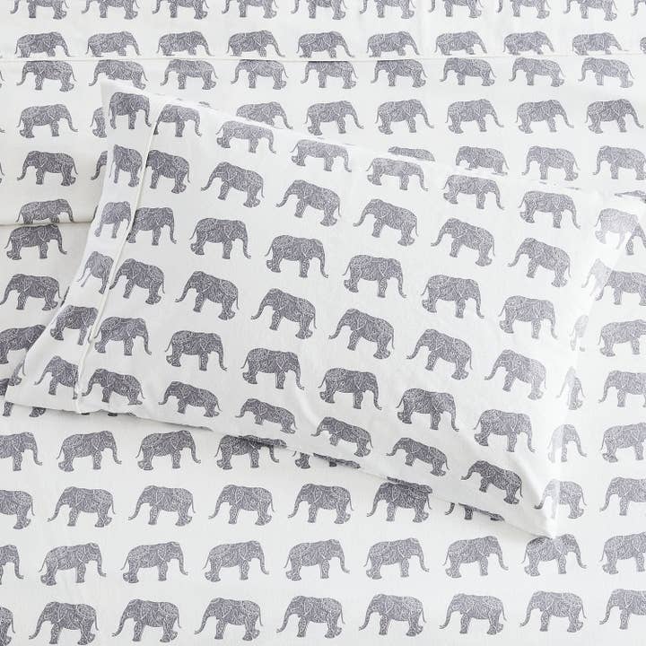 Mélange Home - Wholesale Sheet Set - Elephants Flannel Sheet Set1