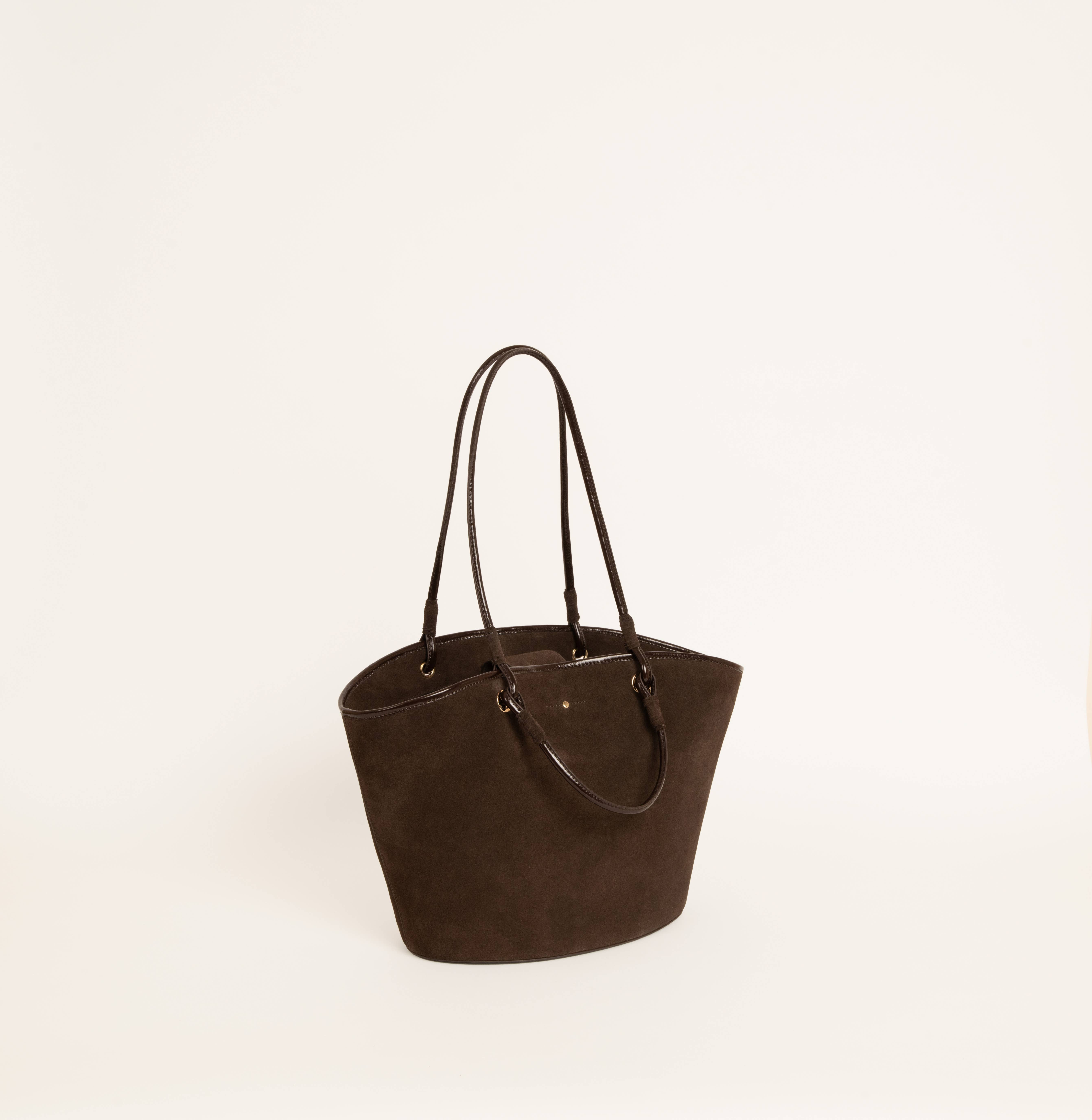 Maradji - Wholesale Tote Bag - Women's - CHOCOLATE SUEDE LEATHER TOTE BAG PALAS5